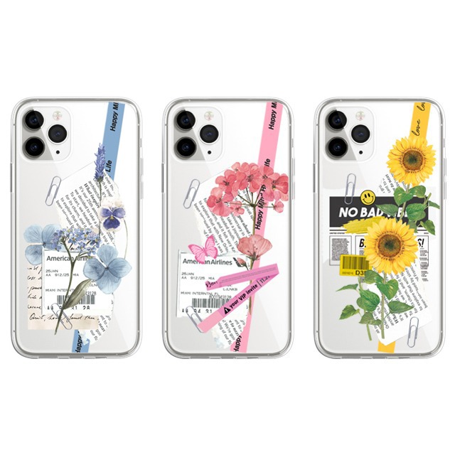 갤럭시J7 2017 유화 꽃 라벨 투명 젤리 케이스