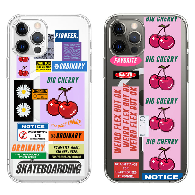 아이폰12 프로 맥스 체리 핑크 투명 맥세이프 케이스